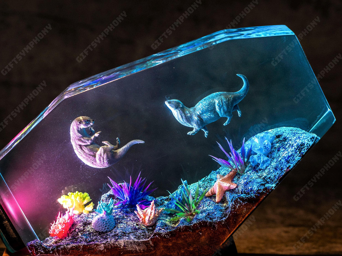 Otter couple Resin night light