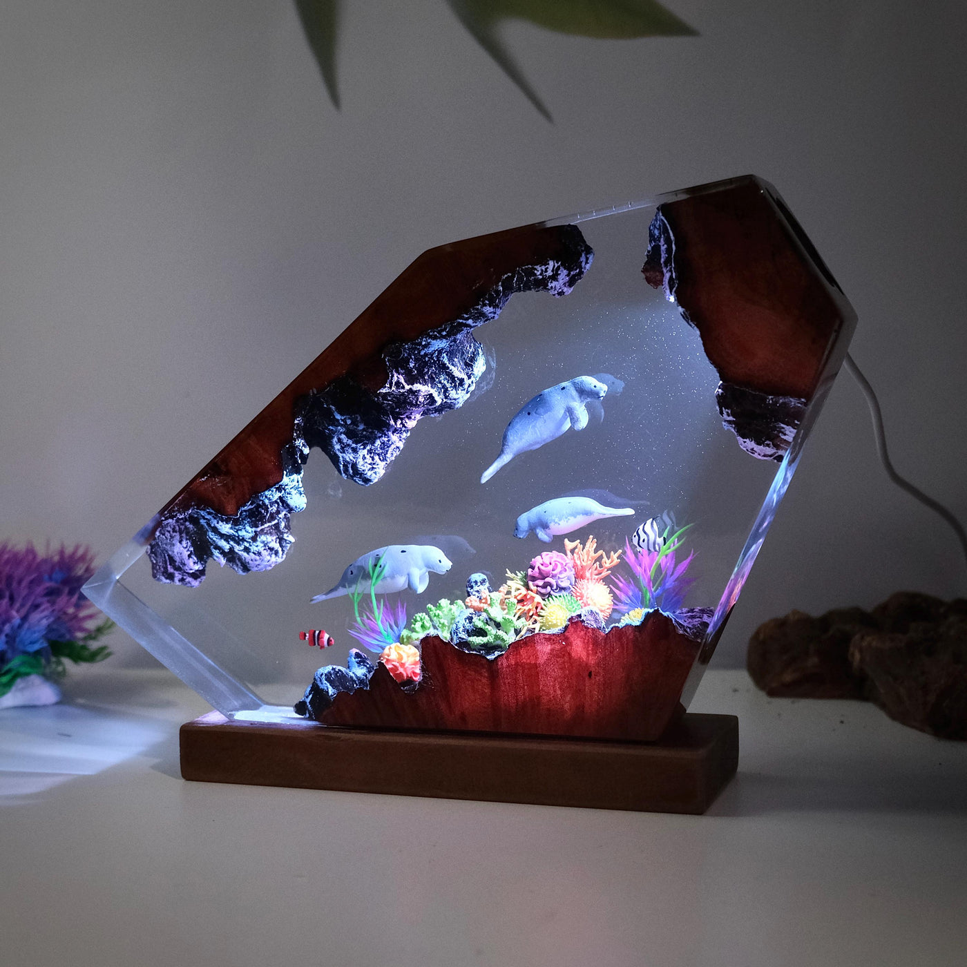 Manatee Family Resin Night Light