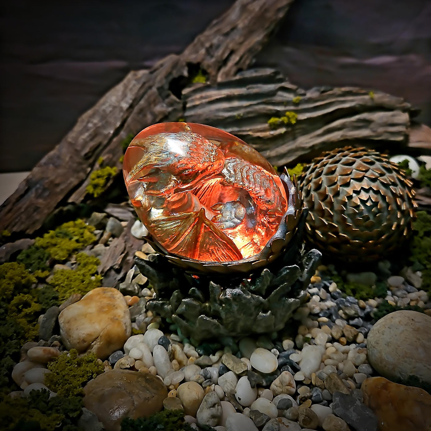 Fire Dragon Egg Resin Lamp 2