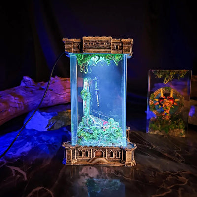 Ze.lda Hylian Shield and Master Sword Resin Lamp