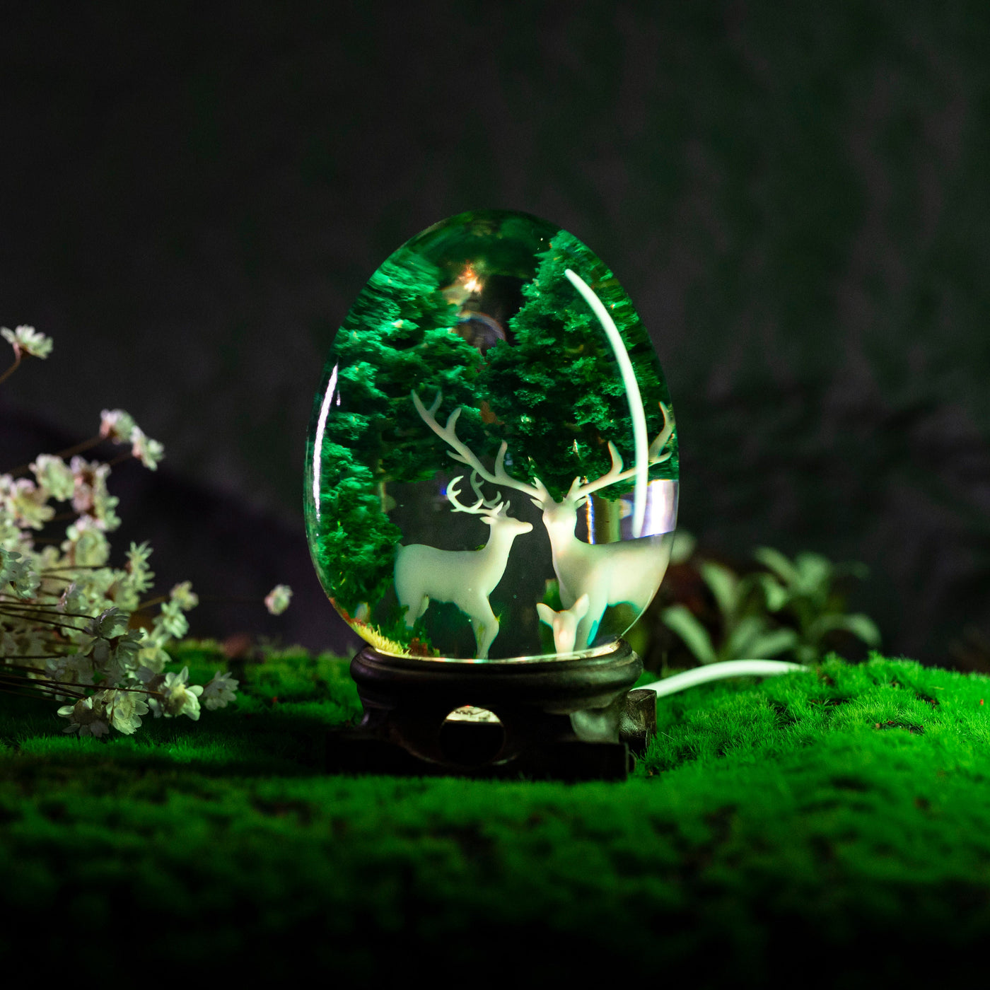 DEER and LANDSCAPE Resin Lamp Egg