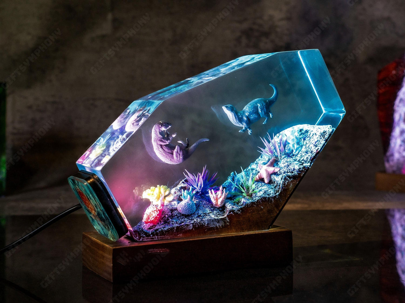 Otter couple Resin night light