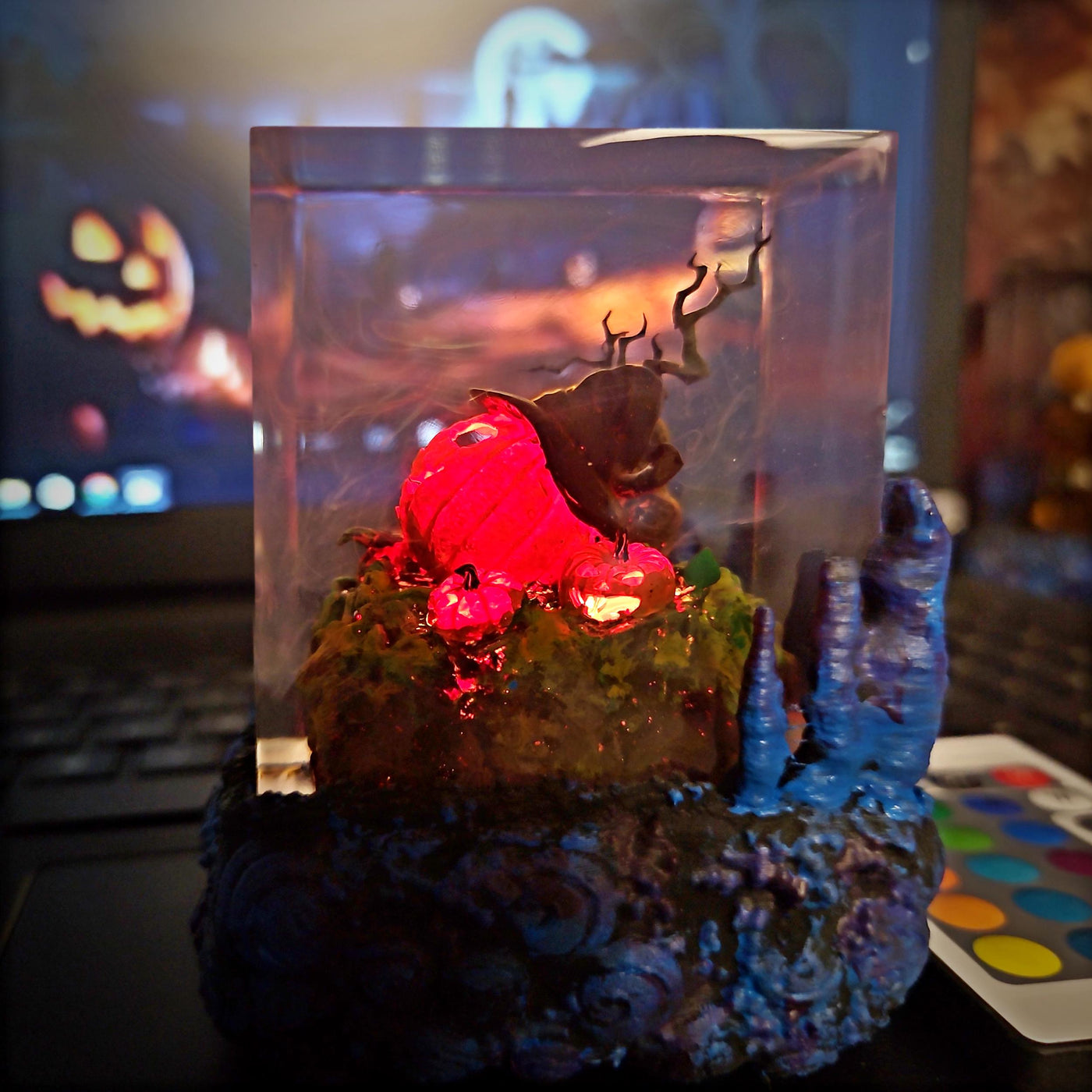 Scary Pumpkin Resin Lamp