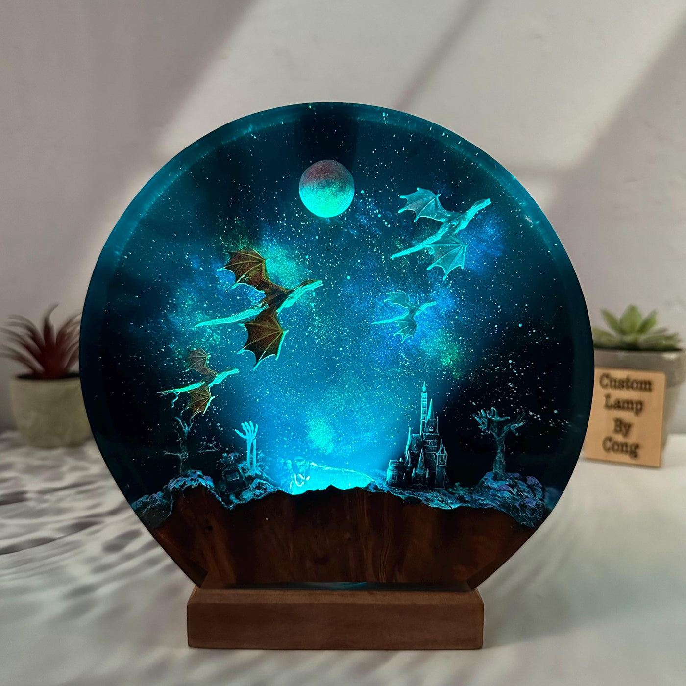 Dragon galaxy resin lamp