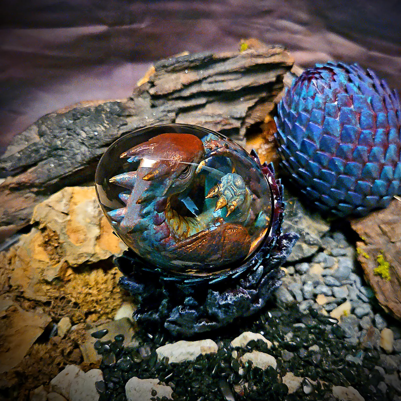 Dragon Egg Resin Lamp in the forest 2