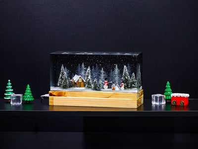 Snowman Resin Lamp Pine Forest