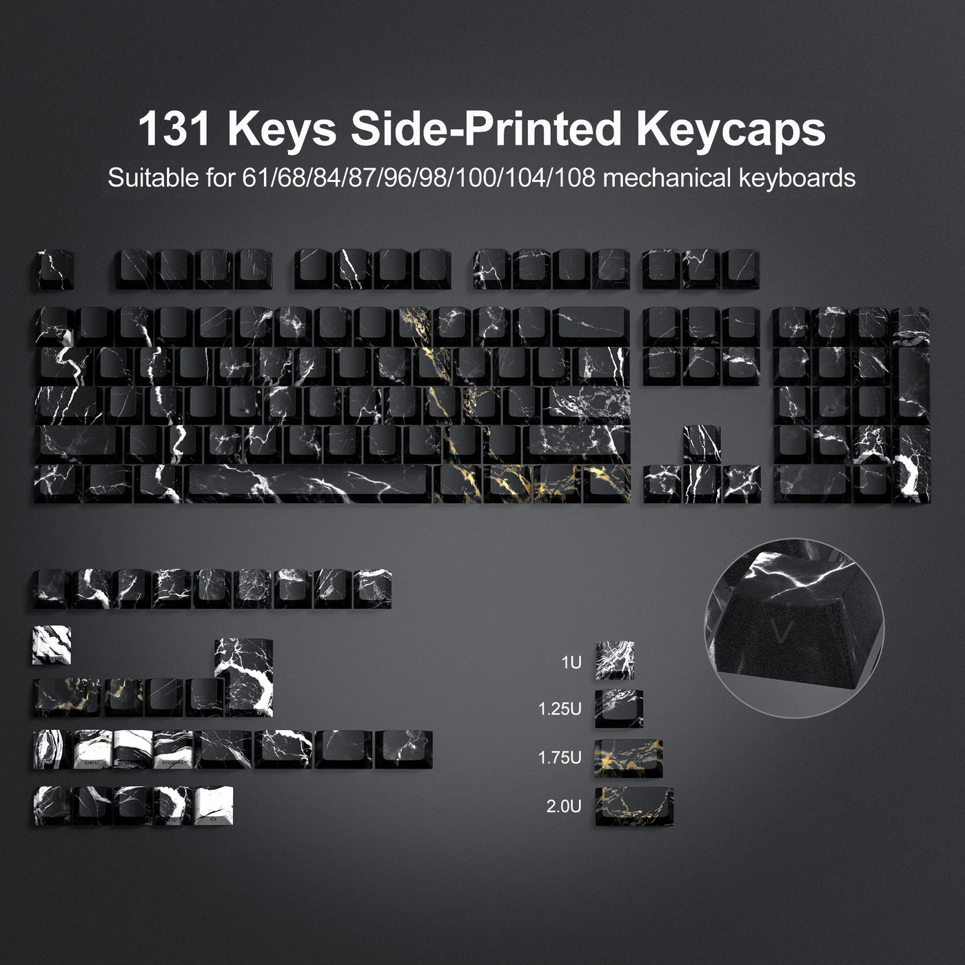 131 Keys Black Marble Side Print