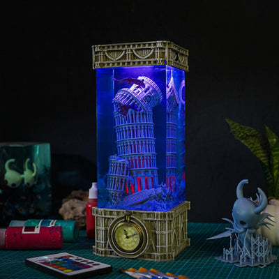 Pisa tower under the sea resin lamp