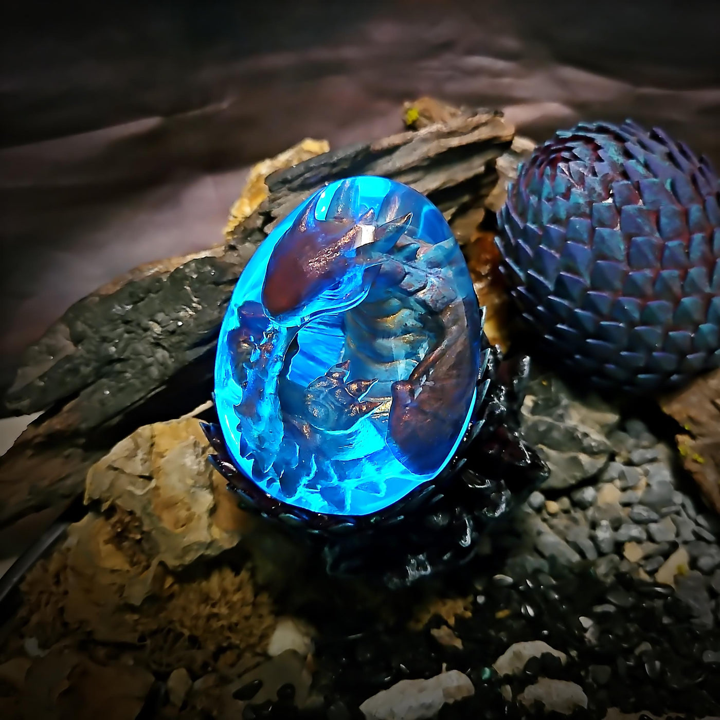 Dragon Egg Resin Lamp in the forest 2