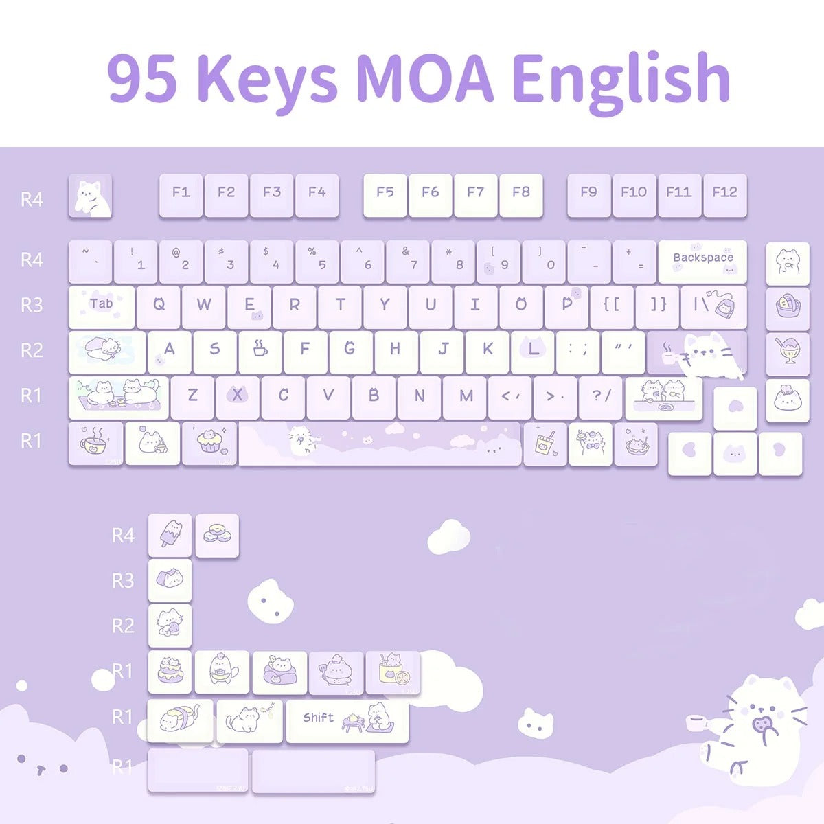 95Keys Dessert Cat Theme Keycaps