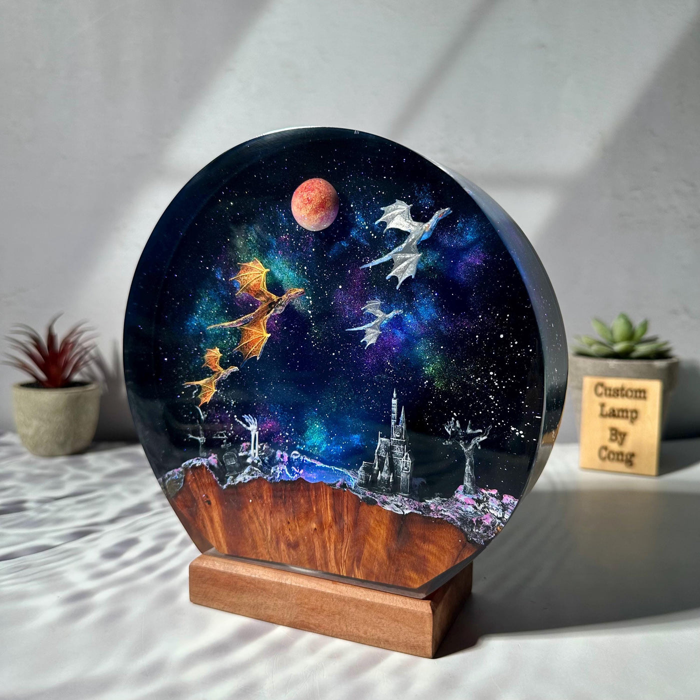 Dragon galaxy resin lamp