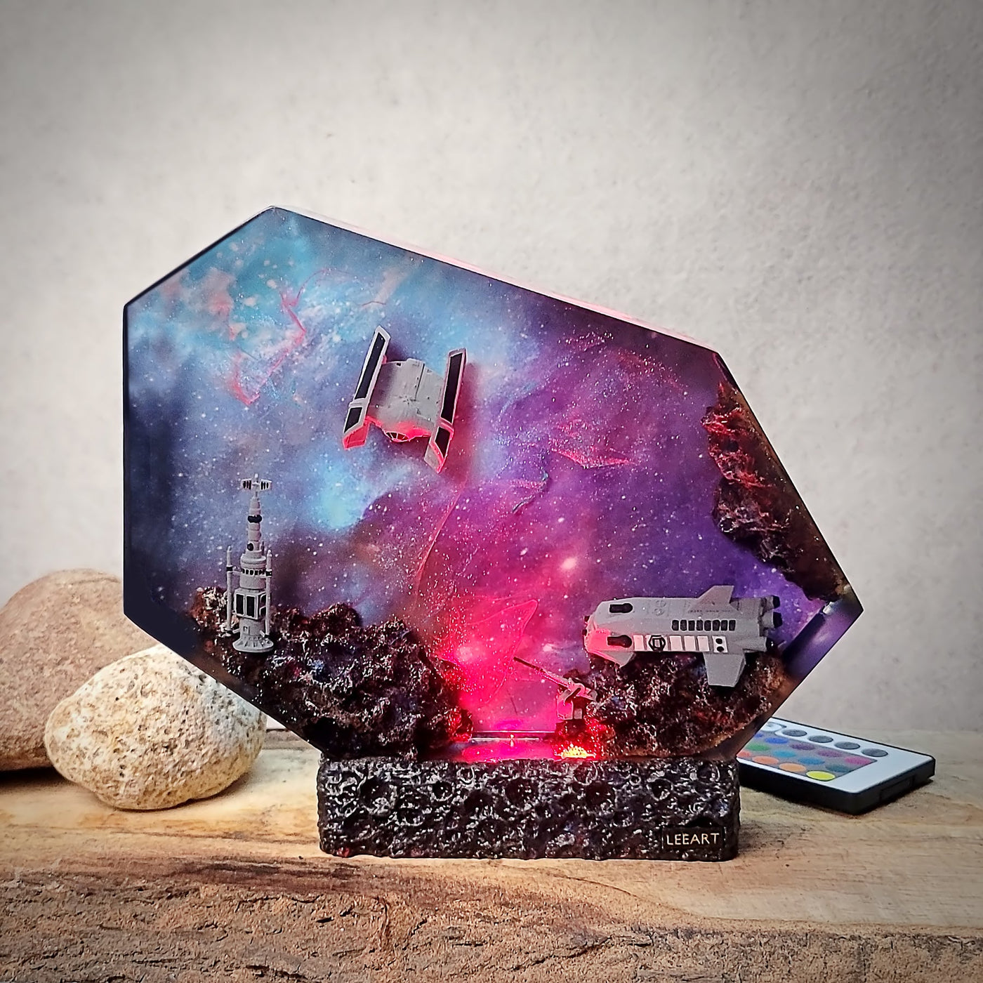 Satellite & Astronauts Galaxy Resin Lamp