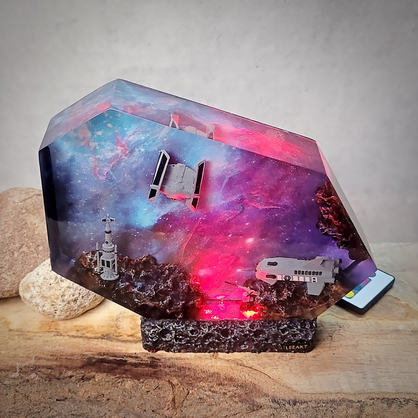 Satellite & Astronauts Galaxy Resin Lamp