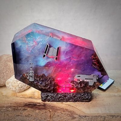 Satellite & Astronauts Galaxy Resin Lamp