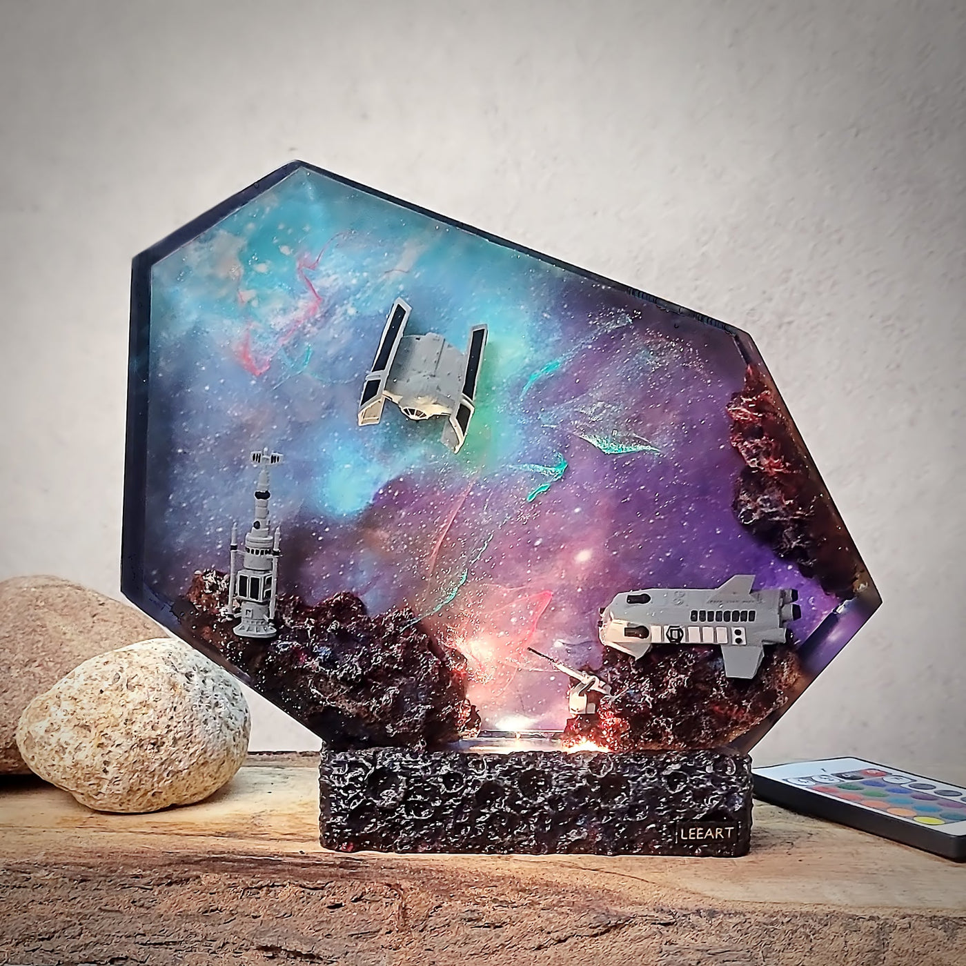 Satellite & Astronauts Galaxy Resin Lamp