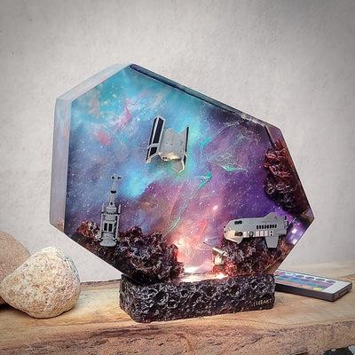 Satellite & Astronauts Galaxy Resin Lamp