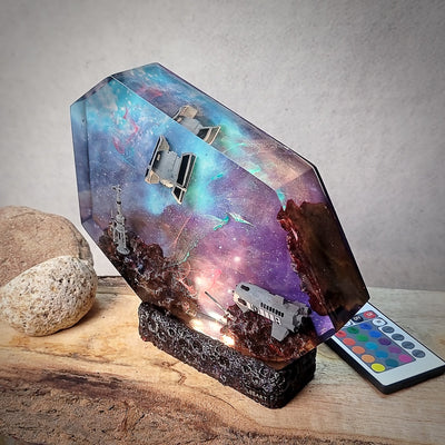 Satellite & Astronauts Galaxy Resin Lamp