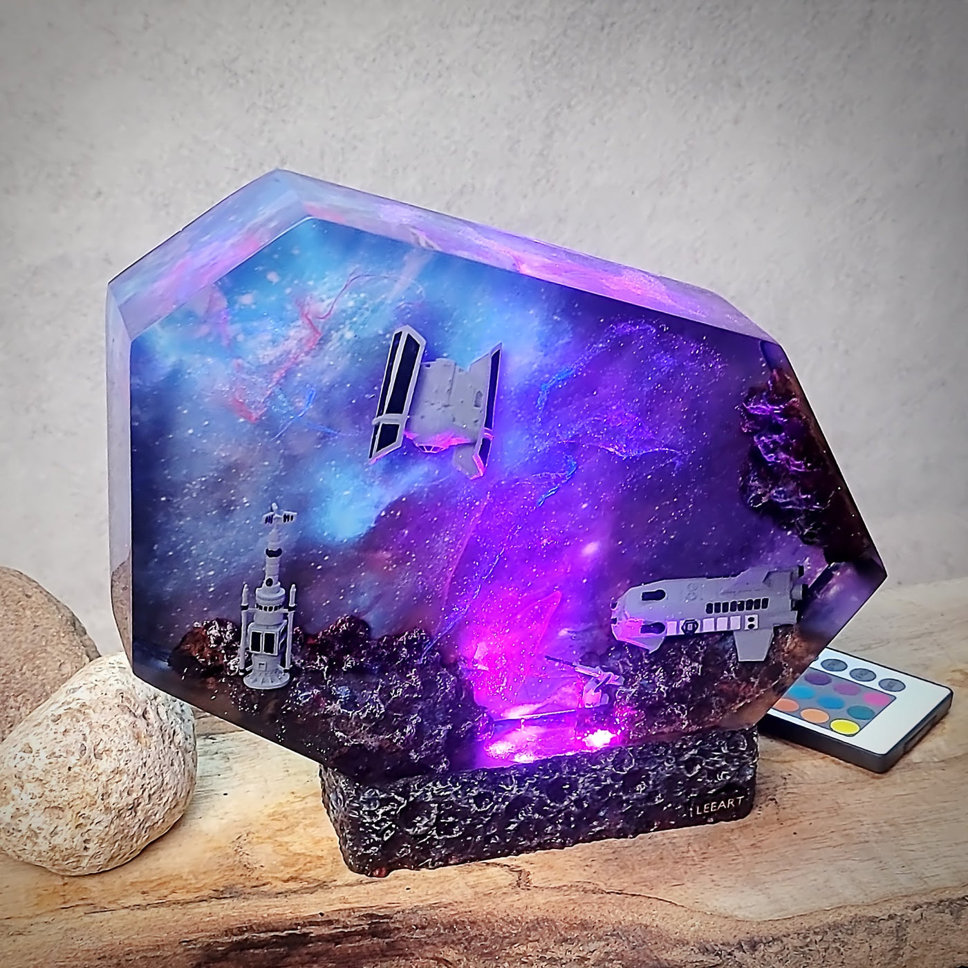 Satellite & Astronauts Galaxy Resin Lamp