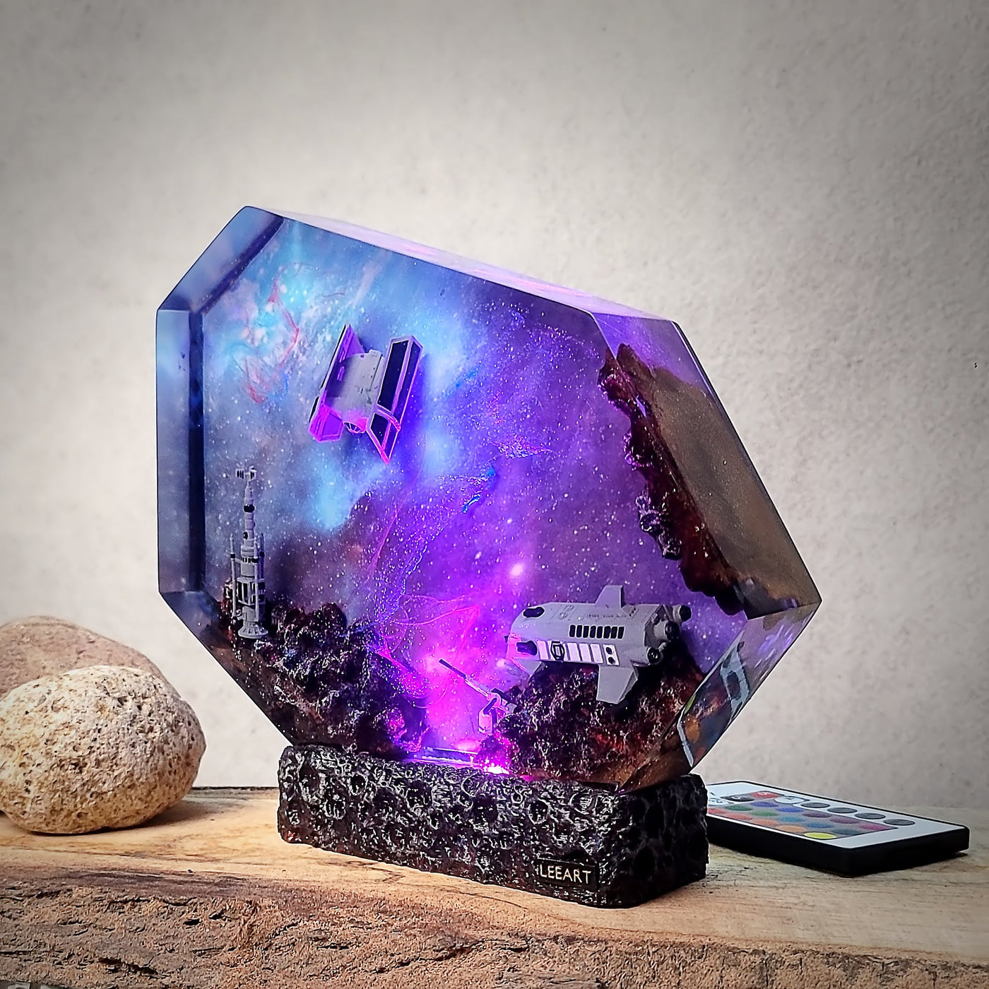 Satellite & Astronauts Galaxy Resin Lamp