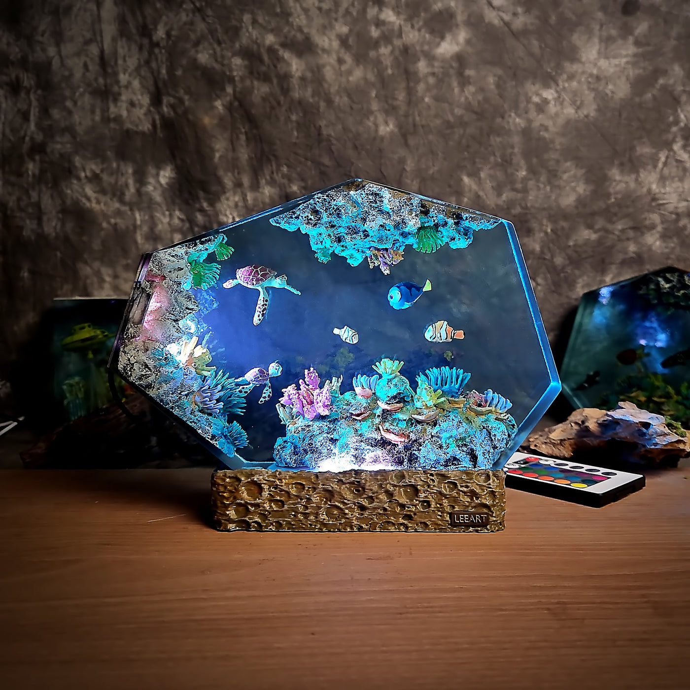 Nemo Fish Turtles Coral Resin Lamp