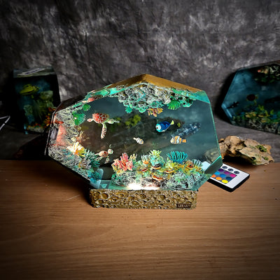 Nemo Fish Turtles Coral Resin Lamp