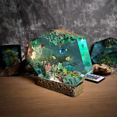 Nemo Fish Turtles Coral Resin Lamp