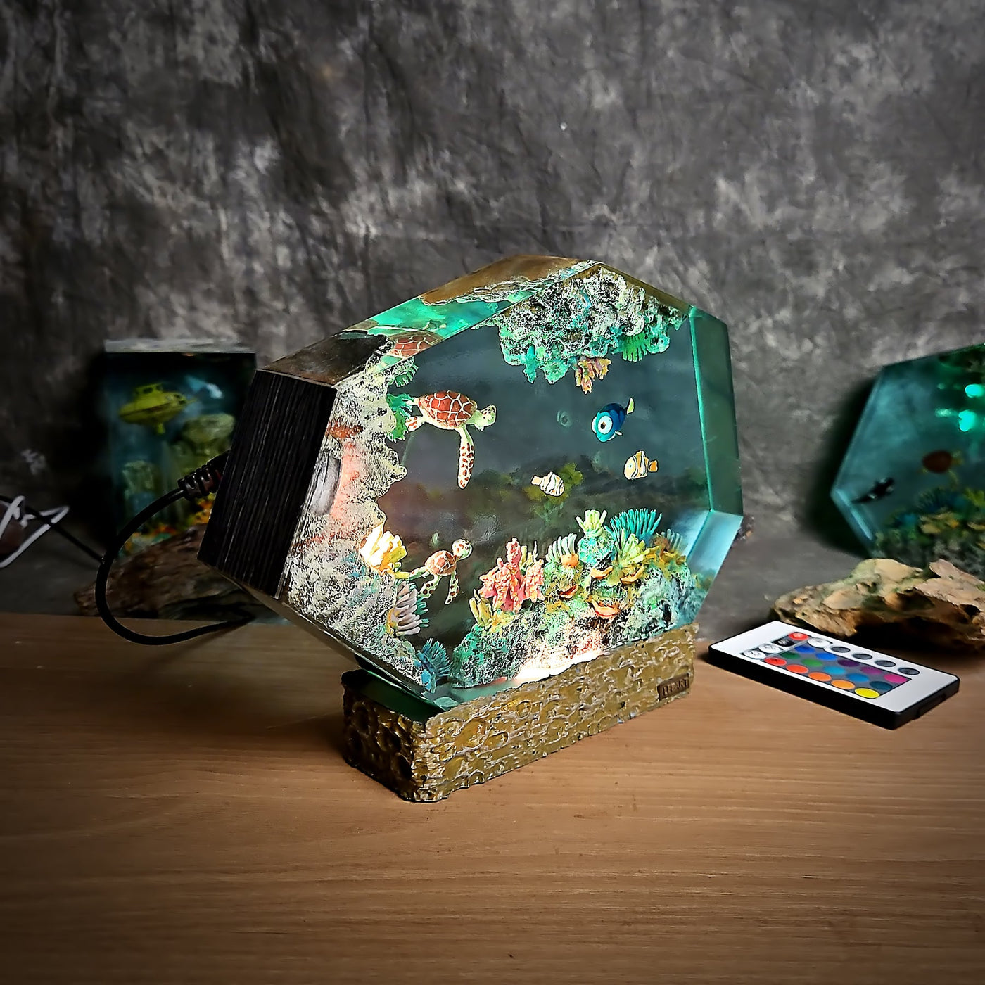 Nemo Fish Turtles Coral Resin Lamp