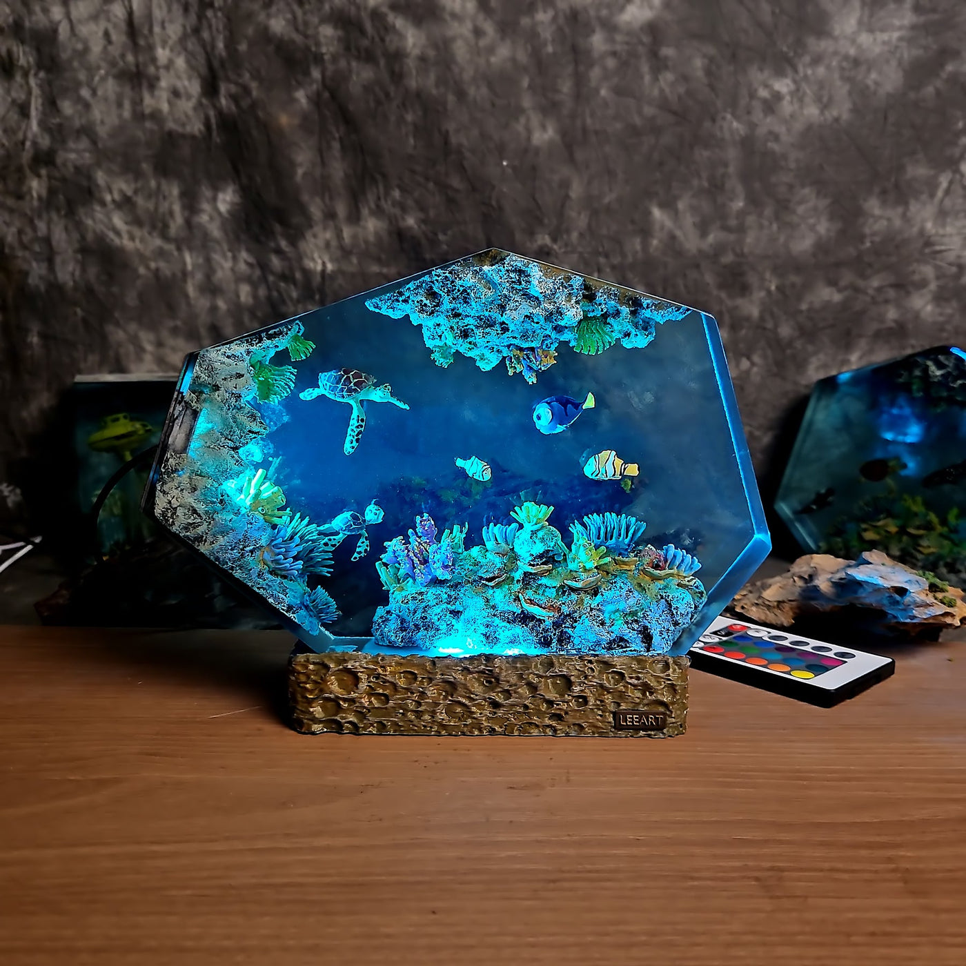 Nemo Fish Turtles Coral Resin Lamp