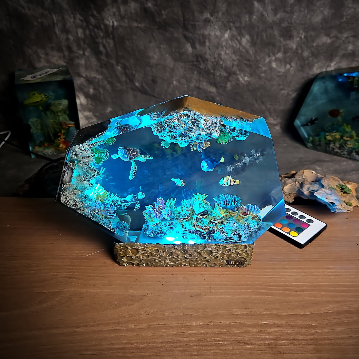 Nemo Fish Turtles Coral Resin Lamp