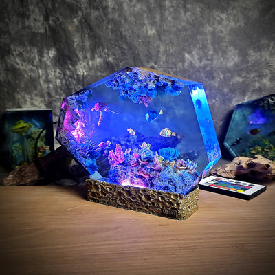 Nemo Fish Turtles Coral Resin Lamp