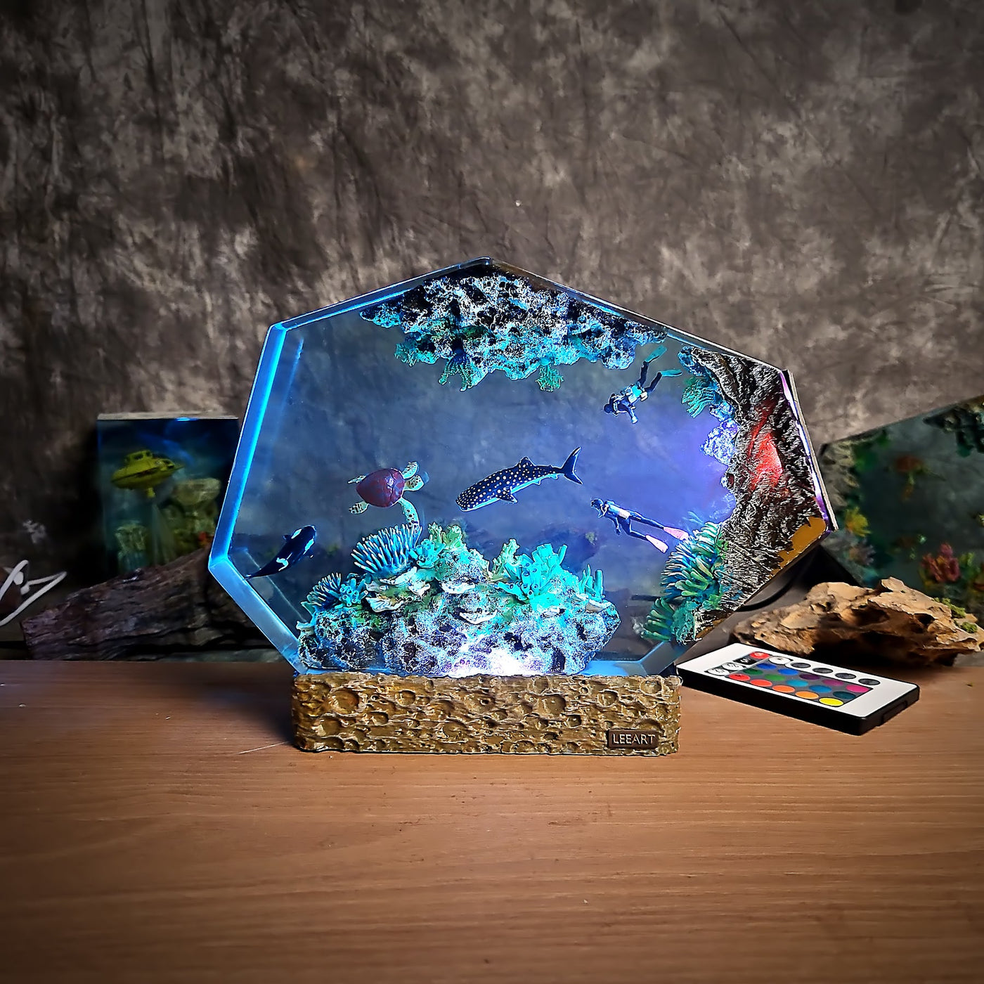 Divers Orca Turtle Whale Shark Coral Resin Lamp