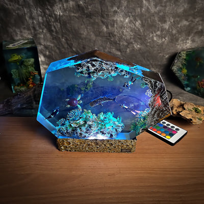 Divers Orca Turtle Whale Shark Coral Resin Lamp