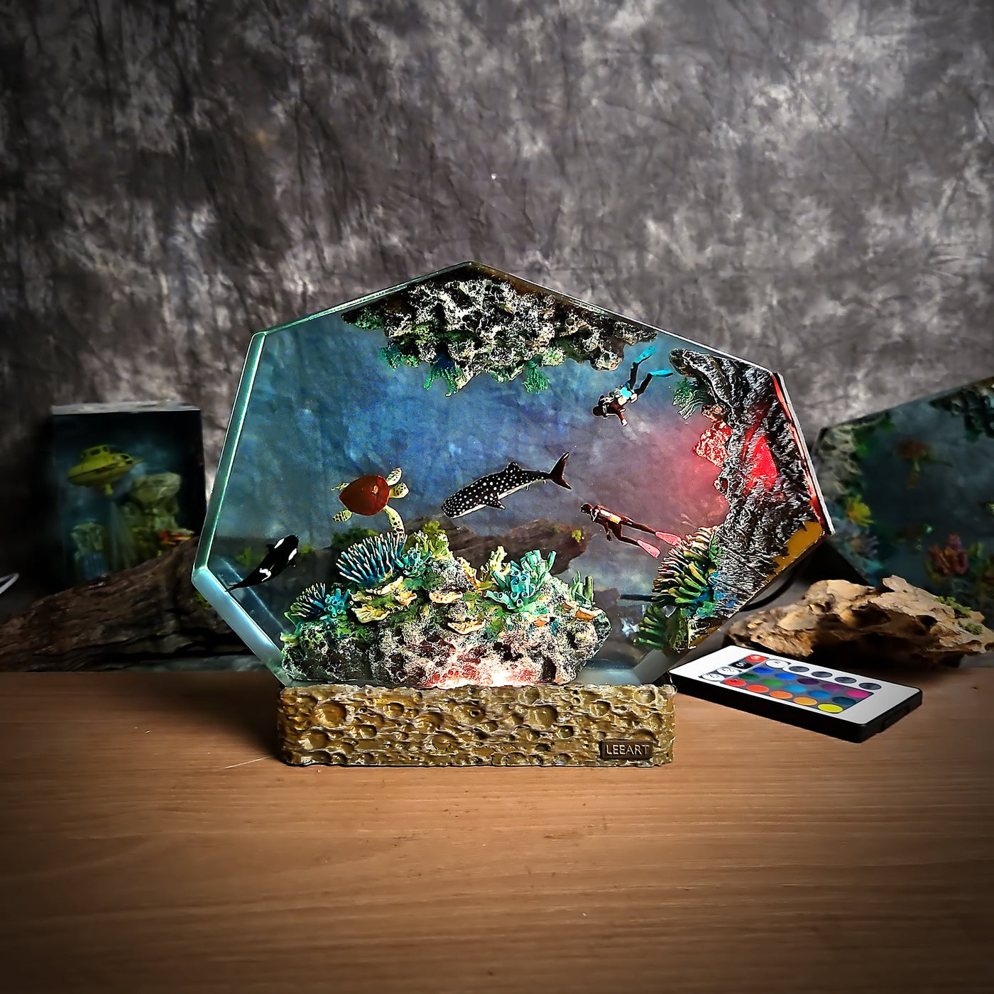 Divers Orca Turtle Whale Shark Coral Resin Lamp