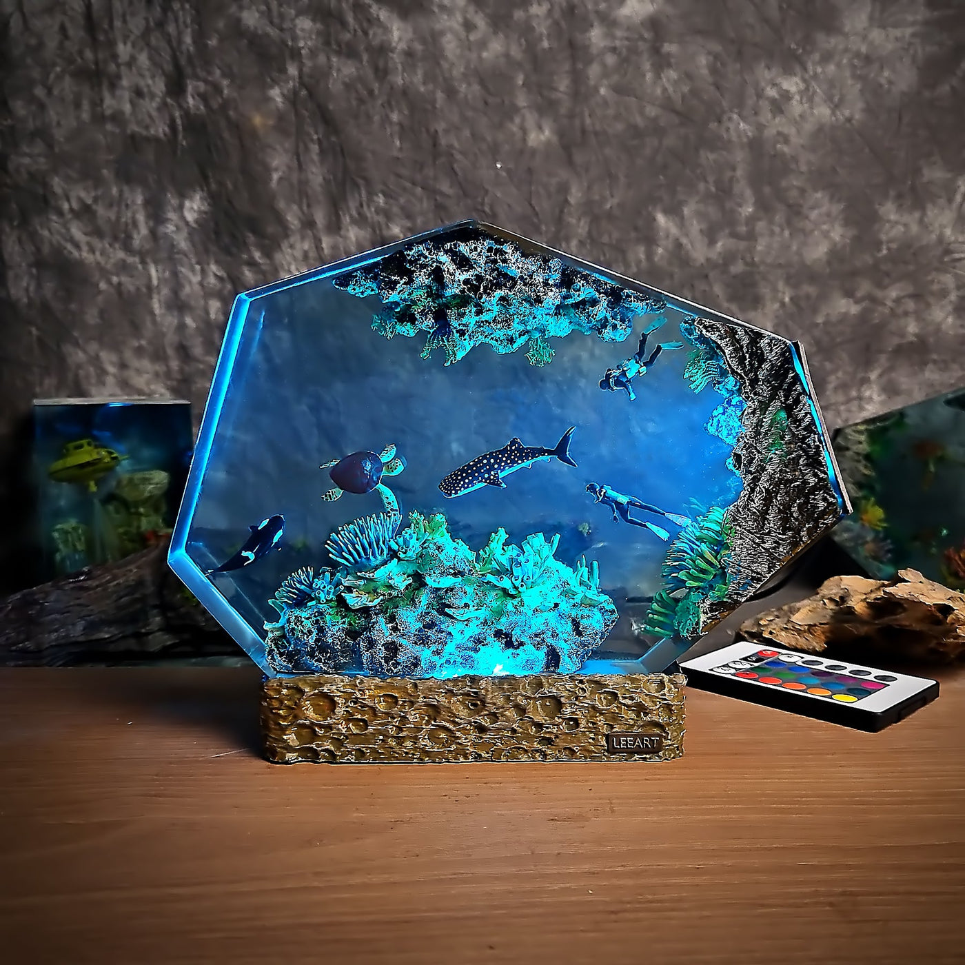 Divers Orca Turtle Whale Shark Coral Resin Lamp