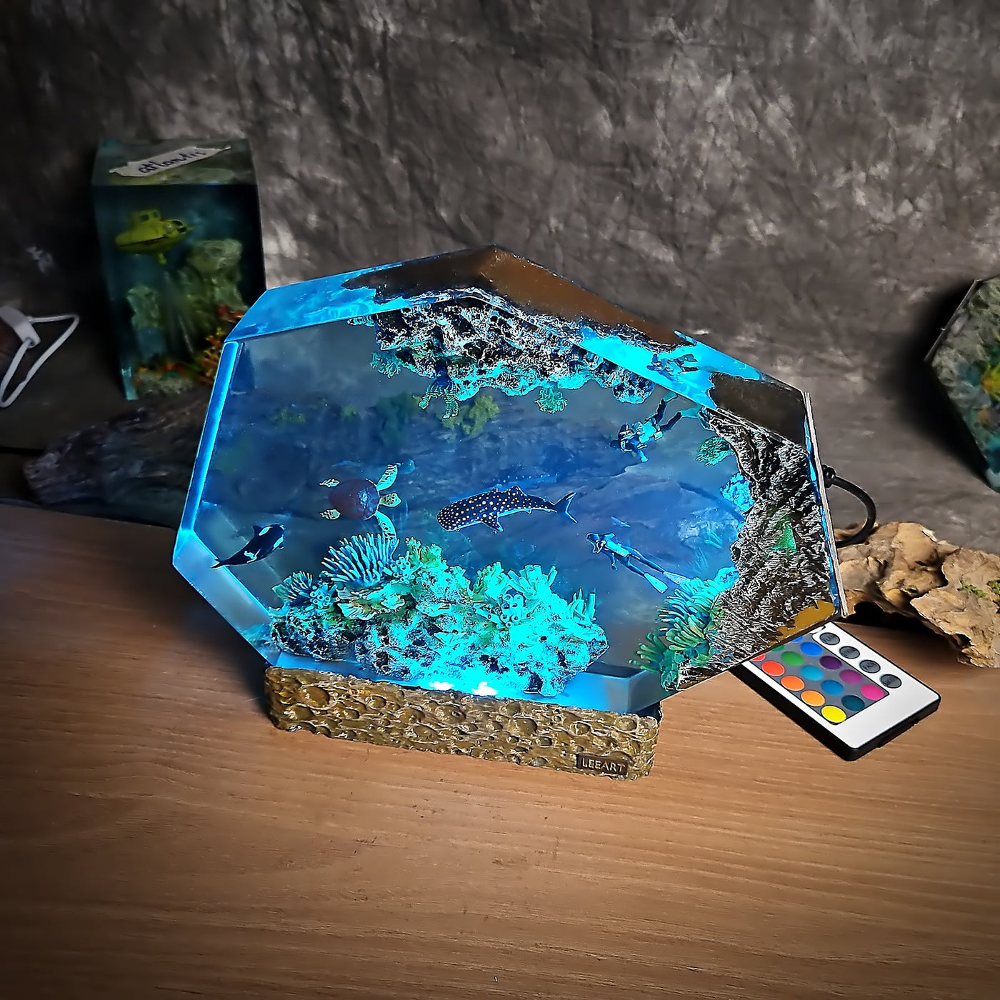 Divers Orca Turtle Whale Shark Coral Resin Lamp