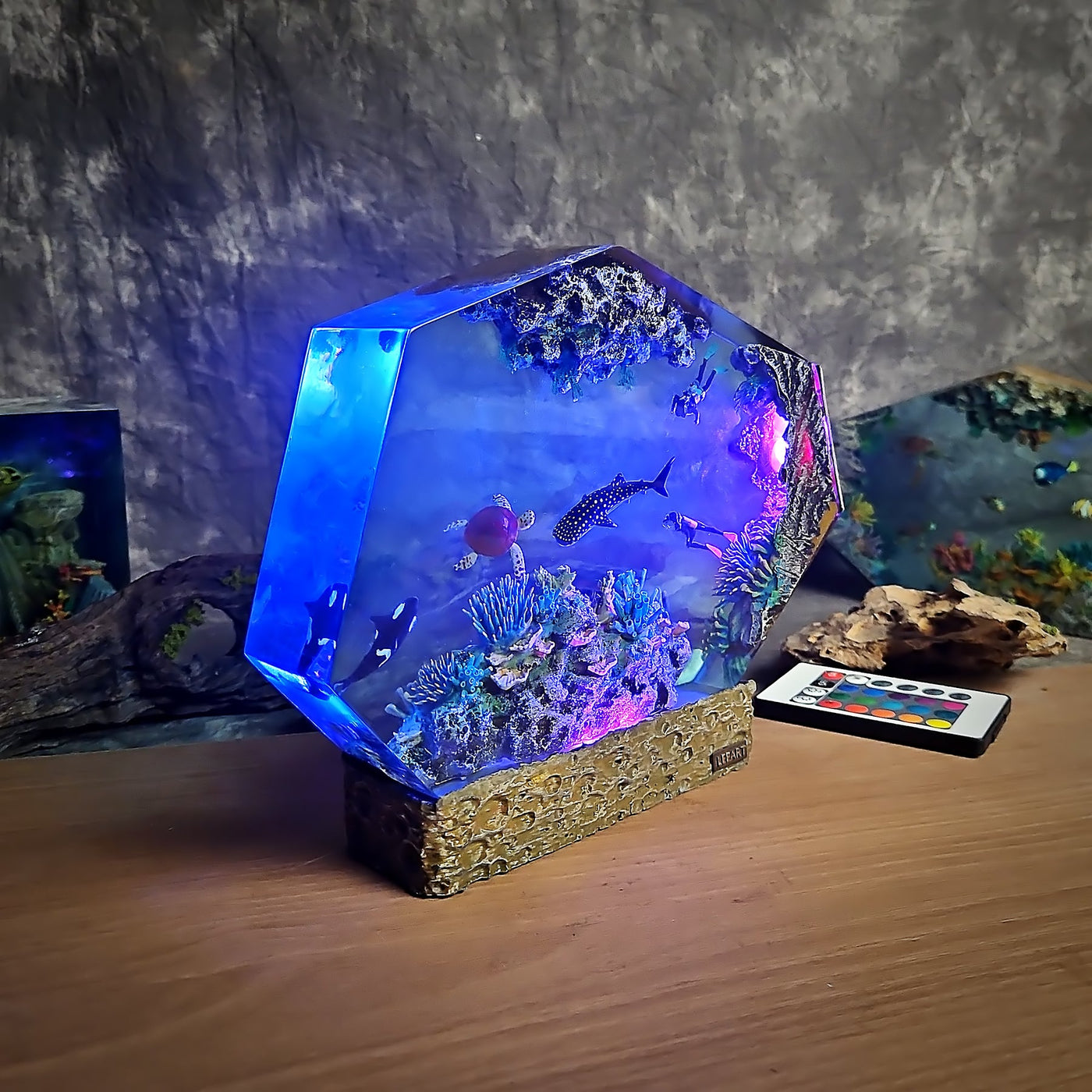 Divers Orca Turtle Whale Shark Coral Resin Lamp