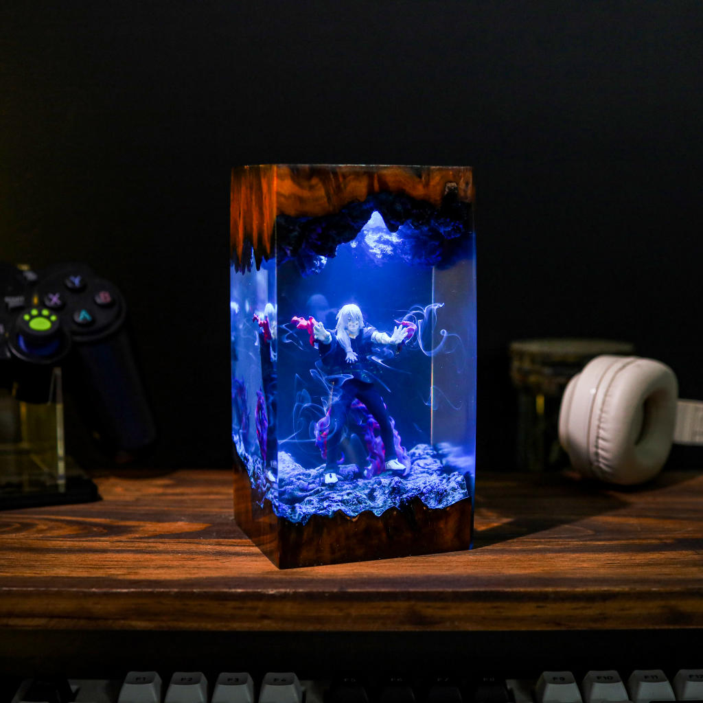 Mahito Anime Epoxy Resin Wood Lamp