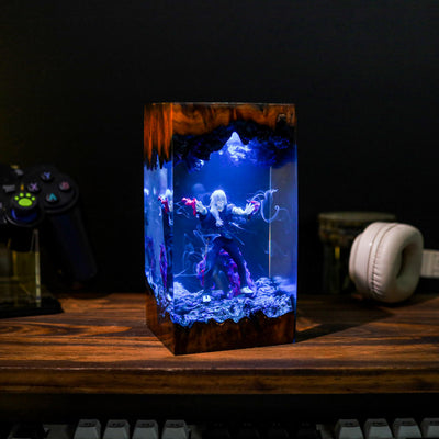 Mahito Anime Epoxy Resin Wood Lamp