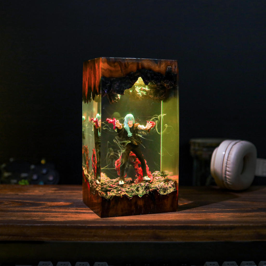 Mahito Anime Epoxy Resin Wood Lamp