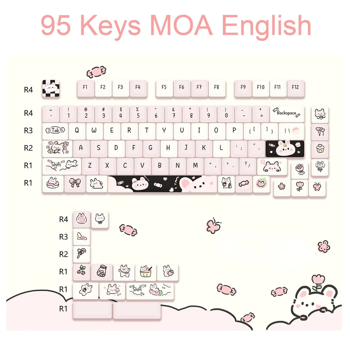 95Keys Dessert Cat Theme Keycaps