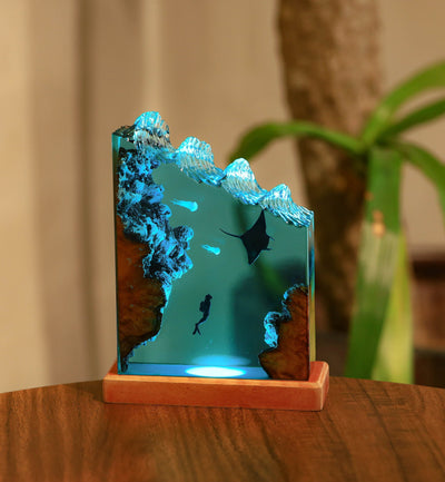 Hammerhead Shark and Diver Resin Night Light(OR)