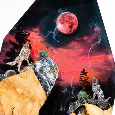 WOLVES in HUNTER'S MOON Night Epoxy Lamp(SGR)