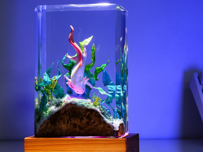 Axolotl Epoxy Resin Lamp