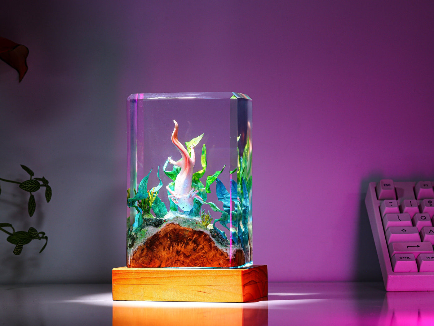 Axolotl Epoxy Resin Lamp