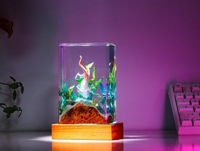 Axolotl Epoxy Resin Lamp