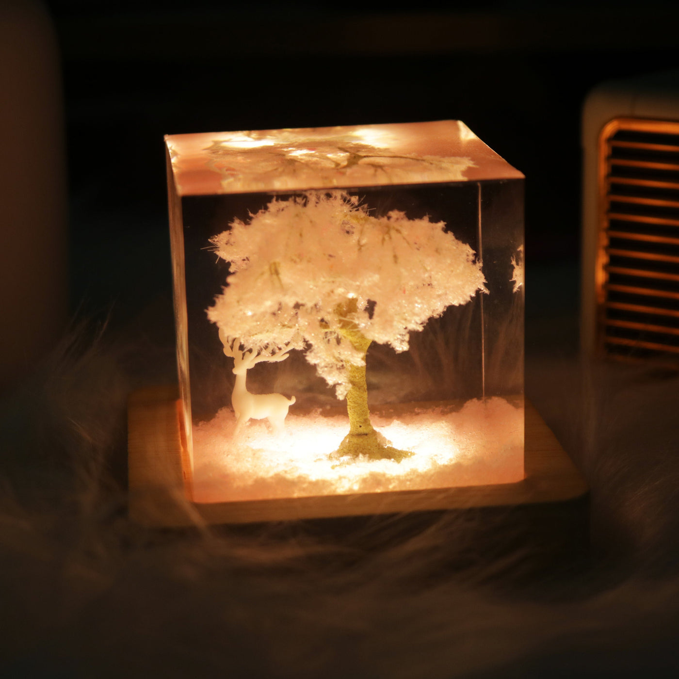 Sakura Scene Square Resin Night Light