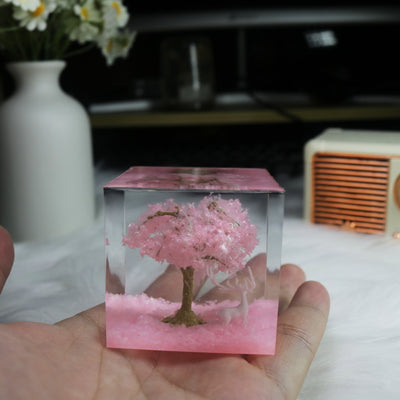 Sakura Scene Square Resin Night Light