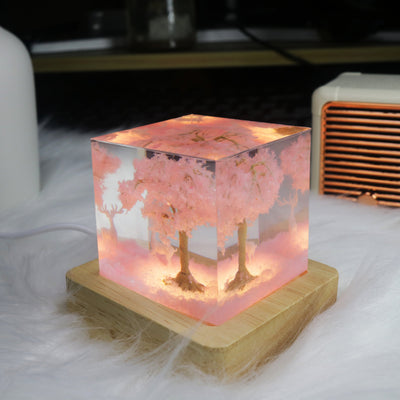 Sakura Scene Square Resin Night Light