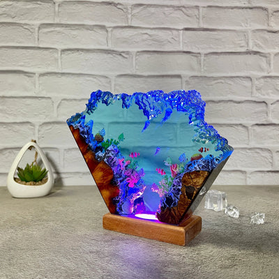 Jellyfish Epoxy Resin Wood Lamp(OR)